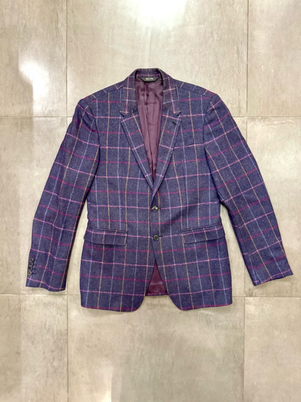 Paul Smith Purple Windowpane Blazer with Multicolor Check